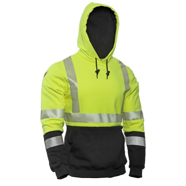 DRIFIRE FR HI-VIS HYBRID HOODED PULLOVER SWEATSHIRT THERMAL LINED