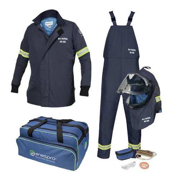 ENESPRO FR AIRLITE 40 CAL JACKET & BIB OVERALL KIT w/VENTED LIFT FRONT HOOD & HARD HAT