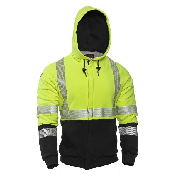 DRIFIRE FR HI-VIS HYBRID ZIP-FRONT SWEATSHIRT WITH THERMAL LINING