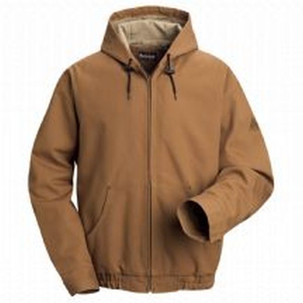 BULWARK FR BROWN DUCK HOODED JACKET WITH LANYARD ACCESS